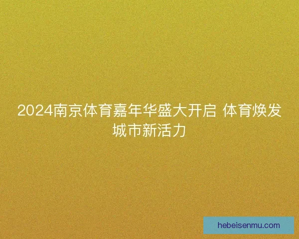 2024南京体育嘉年华盛大开启 体育焕发城市新活力