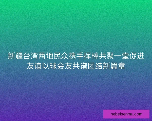 新疆台湾两地民众携手挥棒共聚一堂促进友谊以球会友共谱团结新篇章